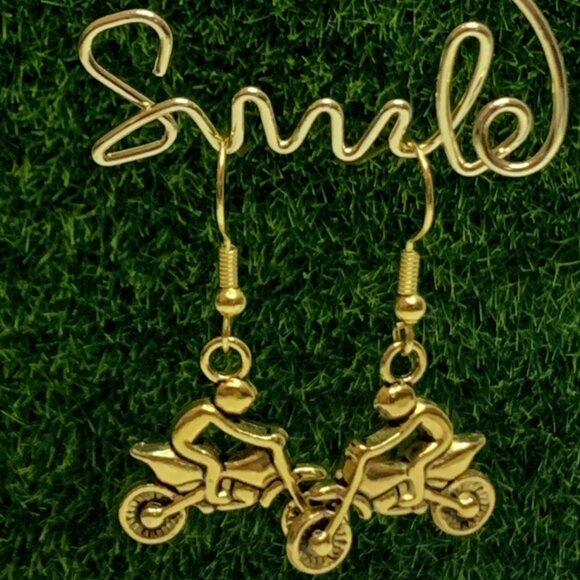 Motorcycle Earrings, Bike Earrings, Dirt Bike Earrings, Gift Idea, Cute Earring - Picture 5 of 6